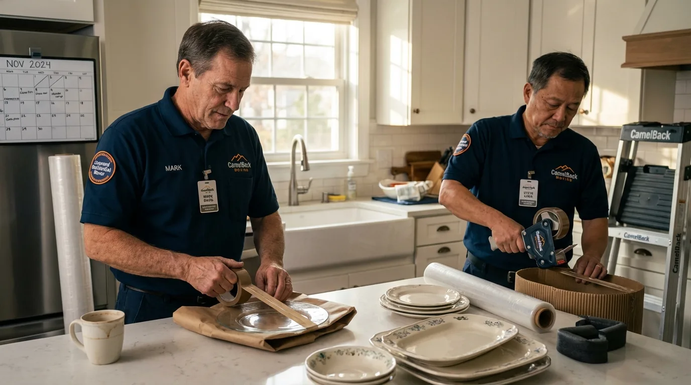 Professional crew packing kitchen dishware in Cresskill, NJ